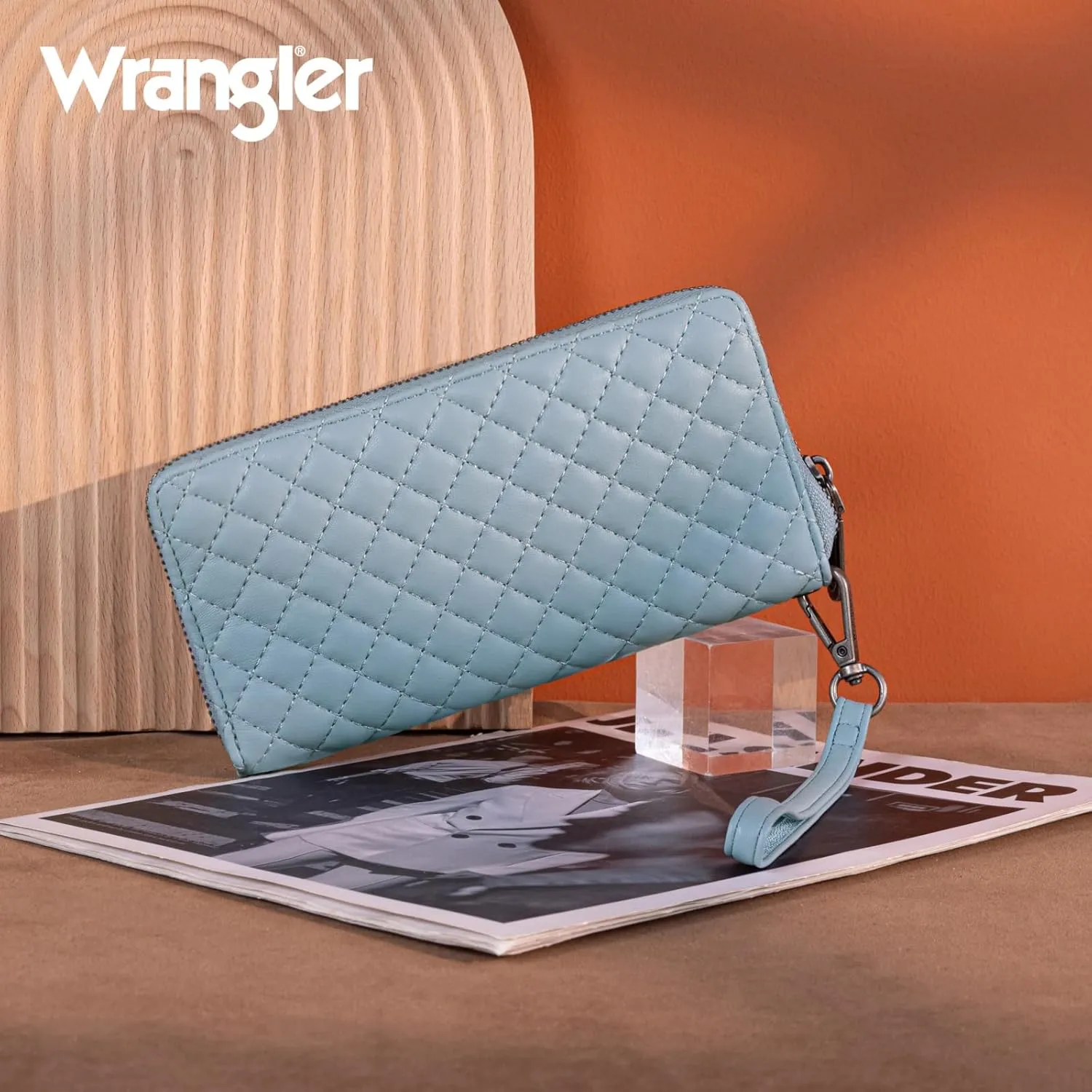 Montana West X Wrangler Large Quilted Wallet for Women with a Detachable Wristlet & Rfid Lining