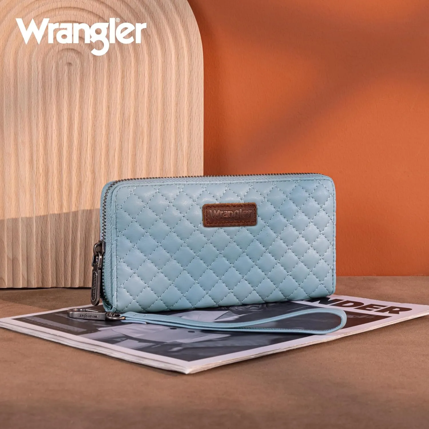 Montana West X Wrangler Large Quilted Wallet for Women with a Detachable Wristlet & Rfid Lining