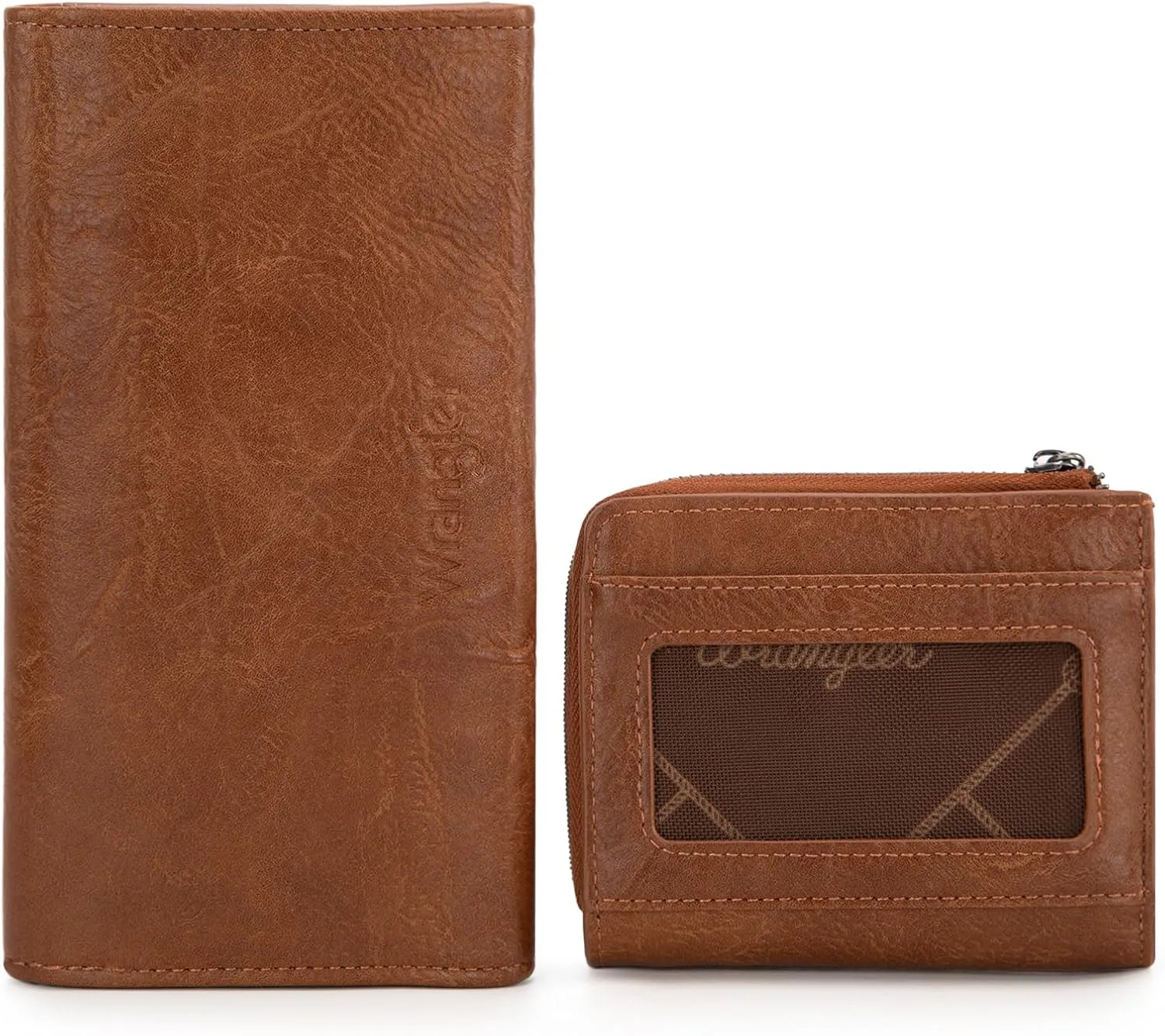Montana West X Wrangler Wallet Women RFID Blocking Wallet Womens Large Brown Wallets for Women with ID Window Birthday Anniversary