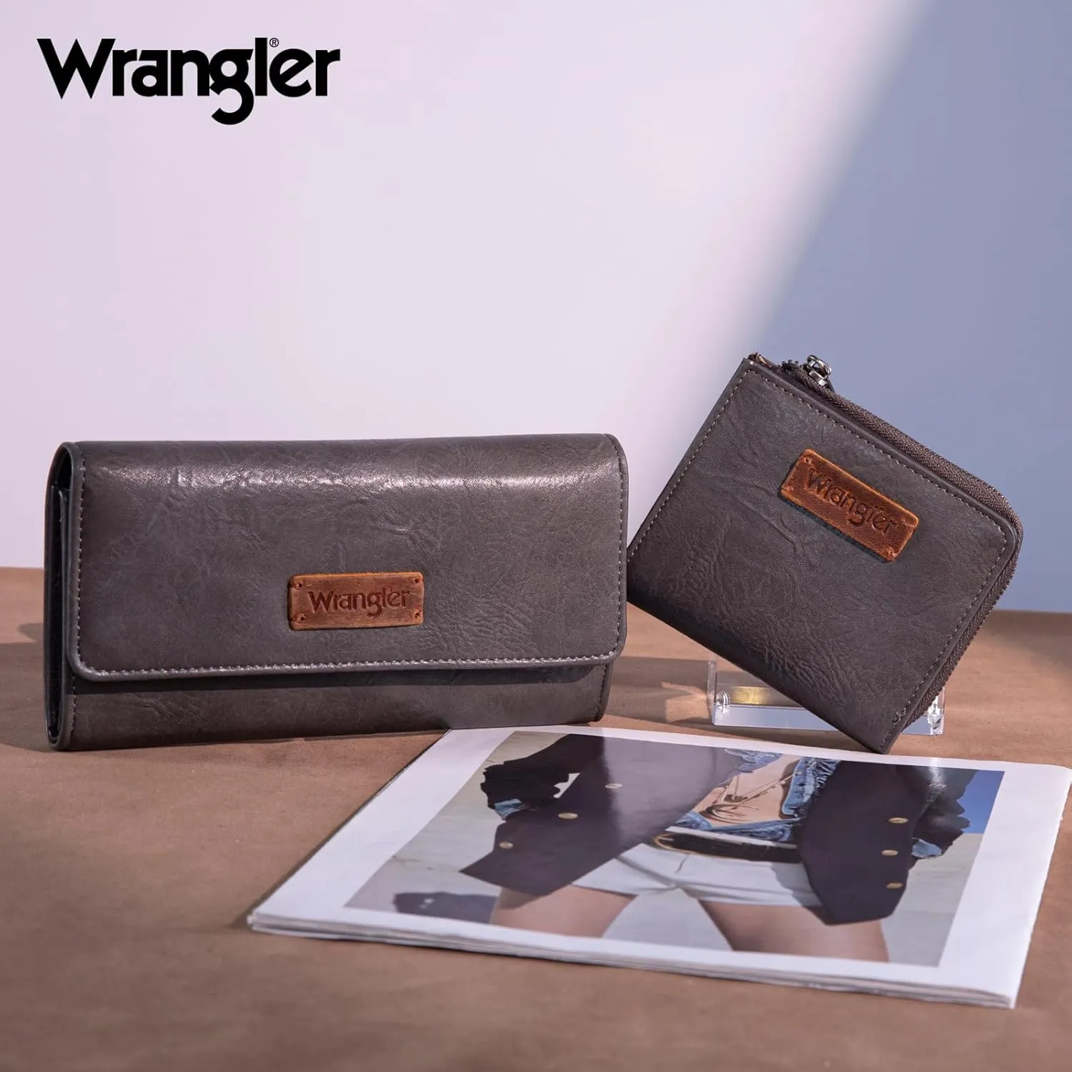 Montana West X Wrangler Women's wallets Set RFID Wallet for Women Large Capacity Wallet Women Female Ladies Tread Wallets with ID Window Birthday Anniversary