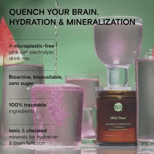 Moon Juice - Mini Dew Electrolytes Powder - Watermelon, 30 Servings - 2in1 Electrolytes & Minerals - Hydration & Brain Function - 3rd Party Tested - 100% Traceable - Sugar Free, Vegan, Non GMO, Keto