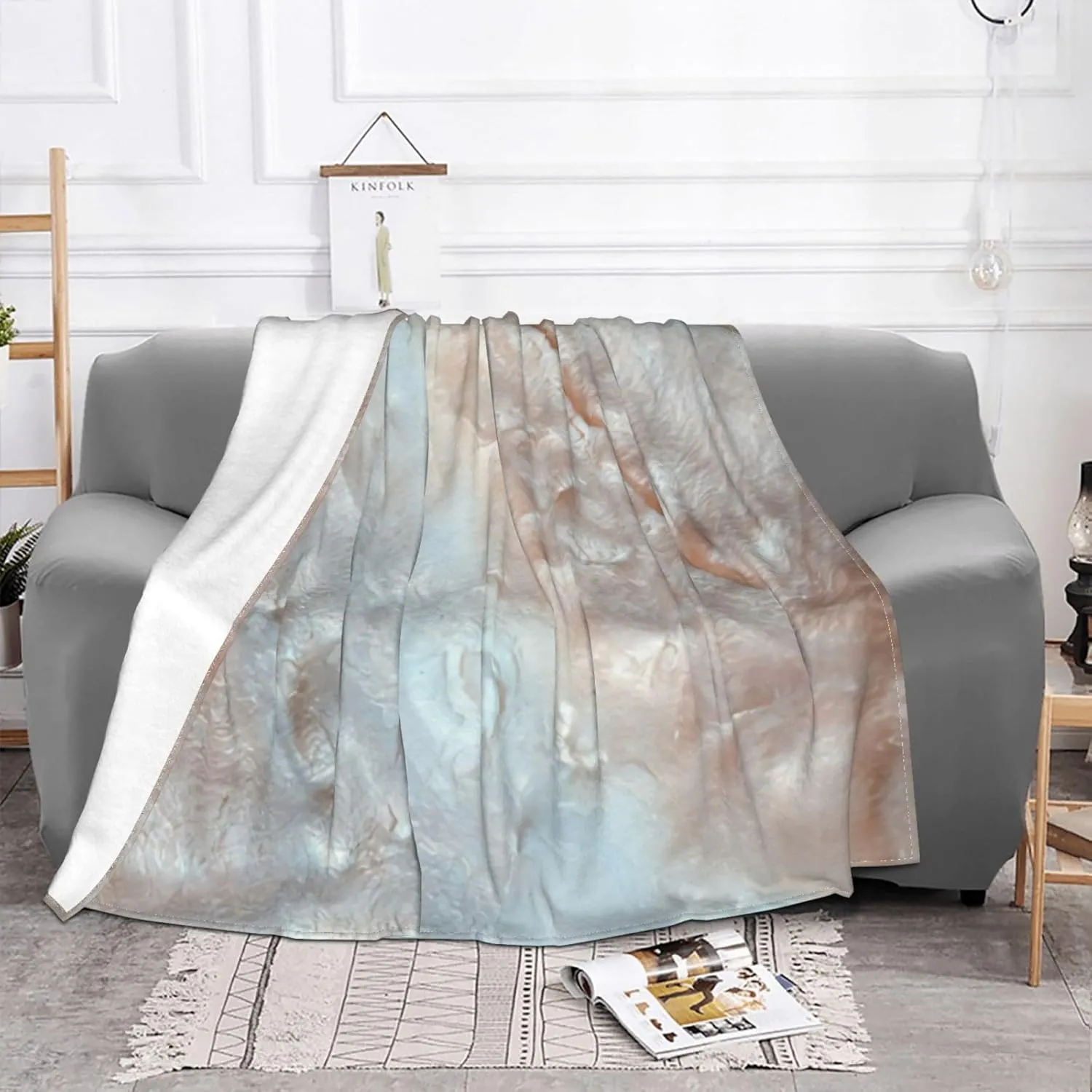 Mother of Pearl Light 50"X40" Flannel Blanket - 100% Soft Polyester, Lightweight and Warm, Suitable for Families, Camping, Travel