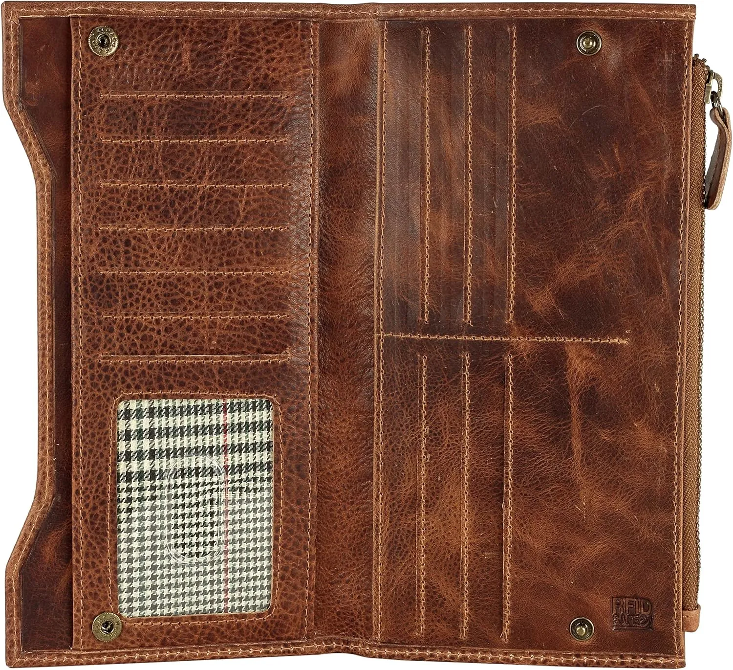 Mou Meraki Genuine Leather RFID Blocking Long Wallet – Vintage Bifold for Men