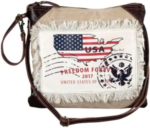 Myra Bag Crossbody Bag for Women - Western Upcycled Canvas & Leather Shoulder Handbag Beige