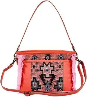 Myra Bag Crossbody Bag for Women - Western Upcycled Canvas & Leather Shoulder Handbag Pink
