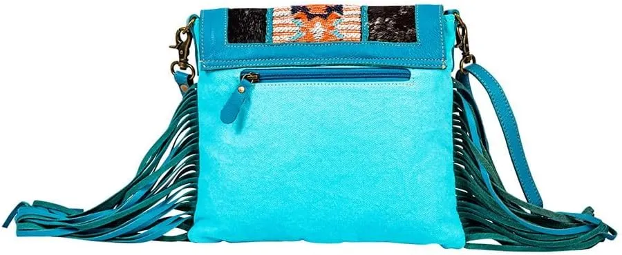 Myra Bag Shoulder Bag for Women - Western Upcycled Hairon Canvas & Leather Tassel Bag