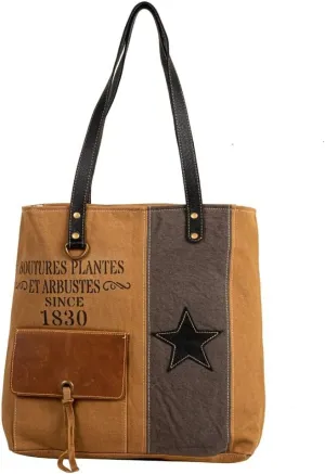 Myra Bag Tote Bag for Women - Western Upcycled Canvas & Leather Shoulder Bag - Montrielle Vintage