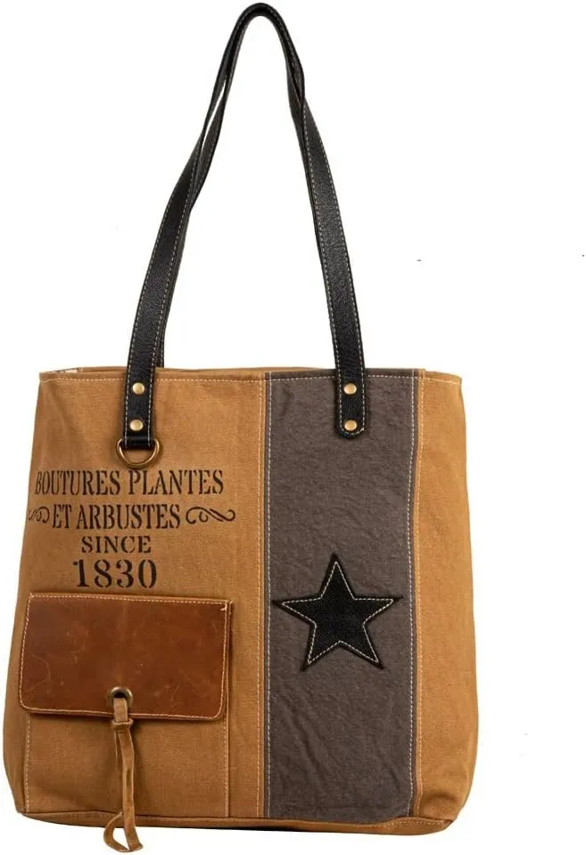 Myra Bag Tote Bag for Women - Western Upcycled Canvas & Leather Shoulder Bag - Montrielle Vintage