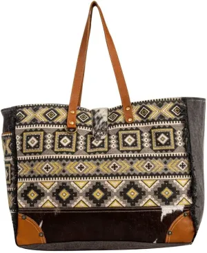 Myra Bag Weekender Bag for Women - Western Upcycled Canvas & Leather Shoulder Bag Bison Ridge