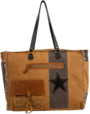 Myra Bag Weekender Bag for Women - Western Upcycled Canvas & Leather Shoulder Bag Montrielle Vintage