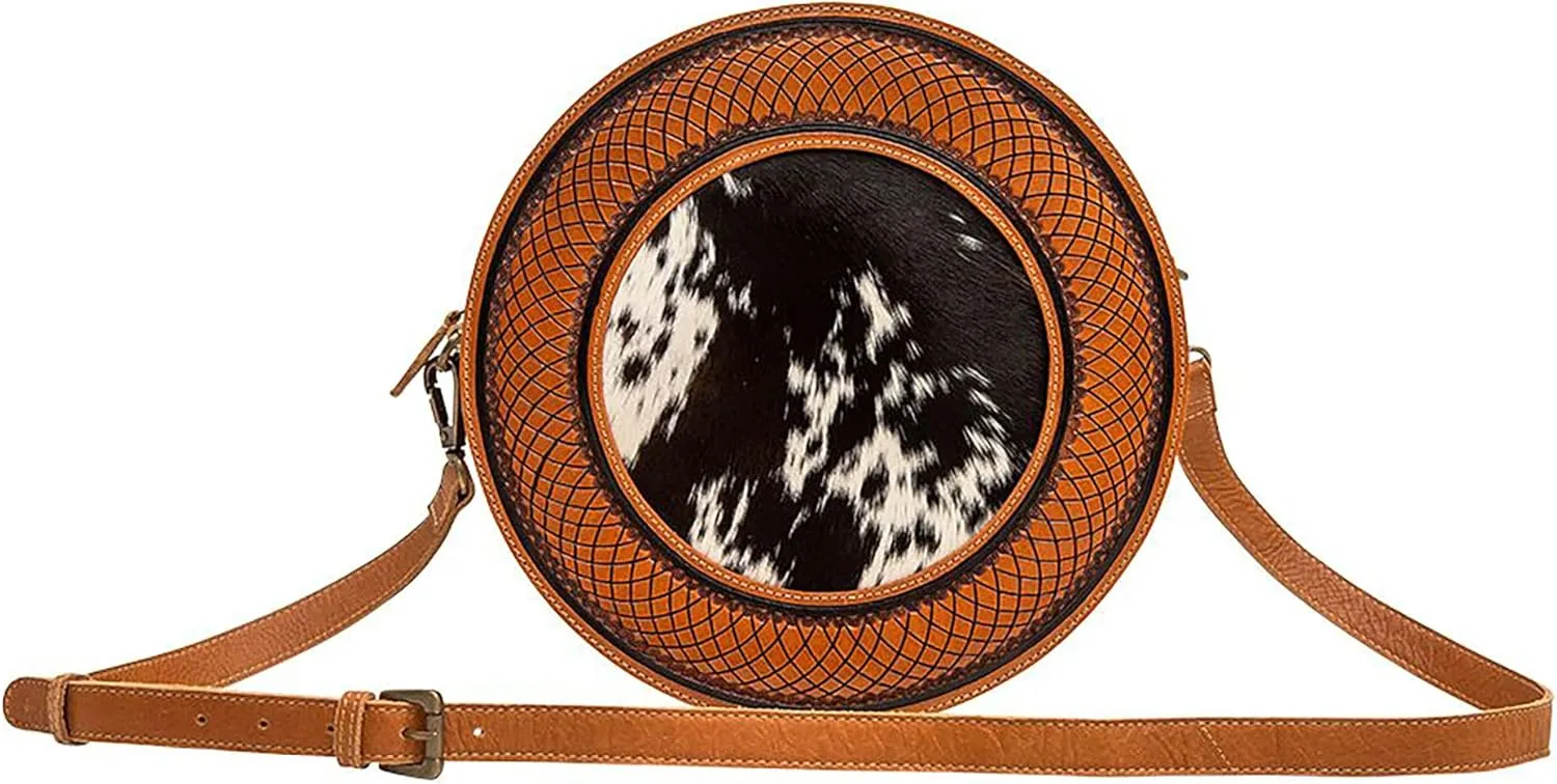 Myra Bag Western Leather Round Bag for Women - Crossbody Purse Shoulder Bag Cloudland