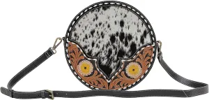 Myra Bag Western Leather Round Bag for Women - Crossbody Purse Shoulder Bag Flax Blossom