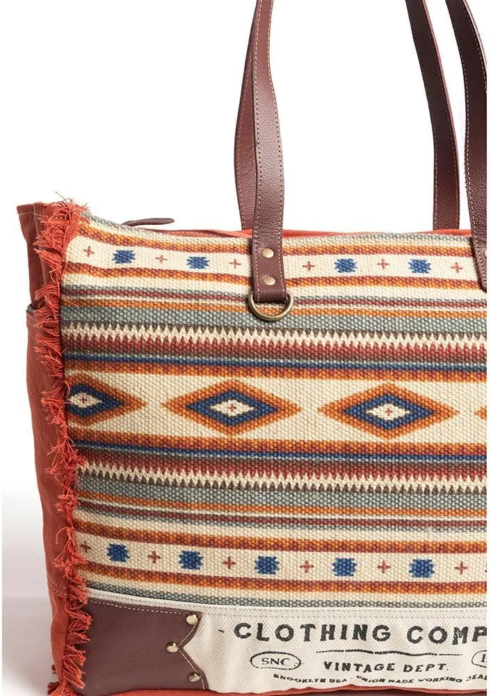 Myra Bag Western Leather Weekender Bag for Women - Upcycled Shoulder Handbag