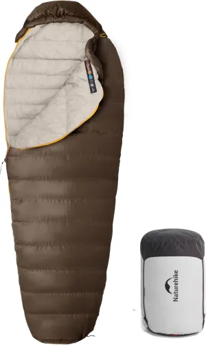 Naturehike 0 Degree Down Mummy Sleeping Bag for Adults, 650FP Cold Weather Backpacking Sleeping Bag with RDS Down, 12.5-38.8℉ Sleeping Bags for Camping, Hiking, 2025 Model