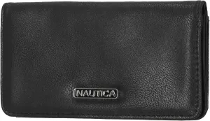 Nautica Seaside Slim Womens Wallet RFID Blocking Credit Card Holder, Coin Purse, Checkbook Organizer Clutch, Small Vegan Leather Wallet for Travel, Black