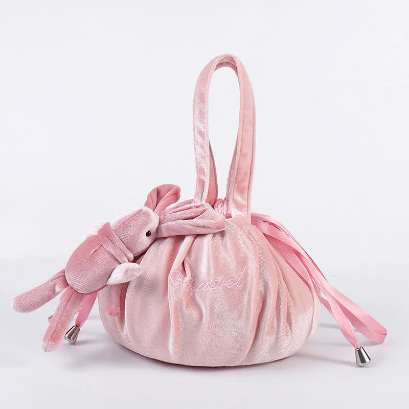 New Cartoon Rabbit Ears Velvet Cosmetic Bags Makeup Bag Happy Easter Party Self-Adhesive Gift Bag For Girls
