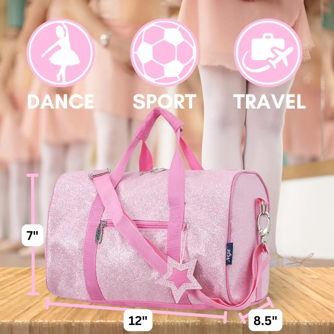 NGIL Mini Super Star Duffle Bag for Dance, Sports, Ballet, Tumbling, and Gymnastic – Glitter Cheer with Shoulder Strap and Pockets (Glitter-Pink, Small)