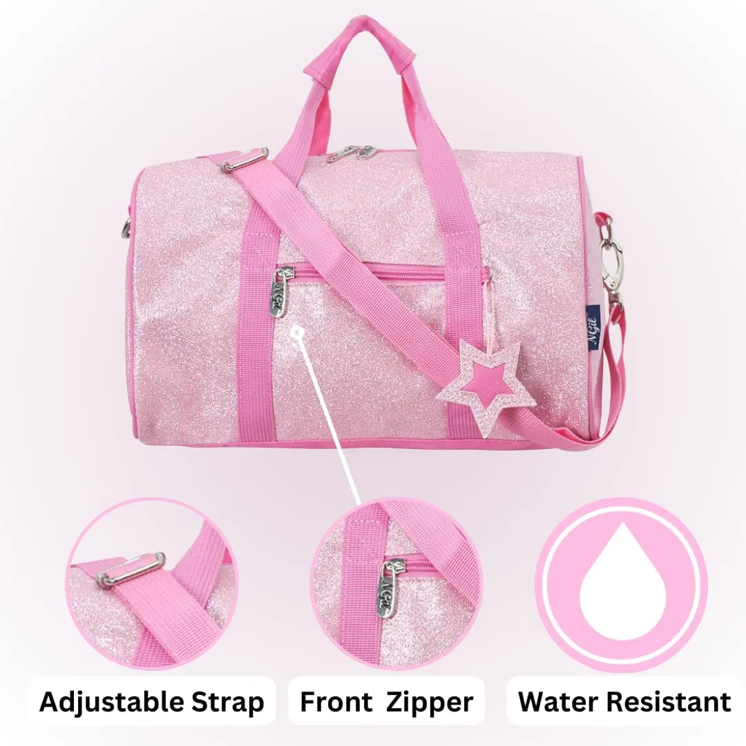 NGIL Mini Super Star Duffle Bag for Dance, Sports, Ballet, Tumbling, and Gymnastic – Glitter Cheer with Shoulder Strap and Pockets (Glitter-Pink, Small)