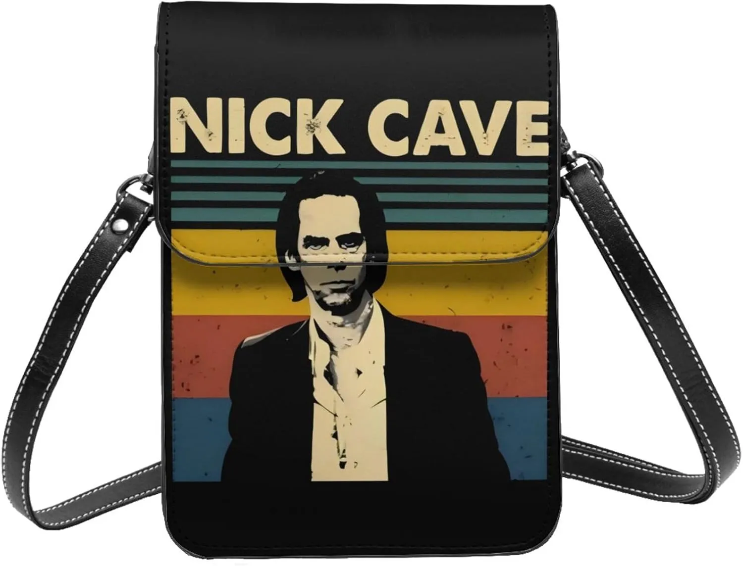 Nick Rock Cave and The Bad Music Seeds Small Cell Phone Purse For Woman PU leather Crossbody Bag Funny Shoulder Bags Wallet For Adults Stocking Stuffers Purses