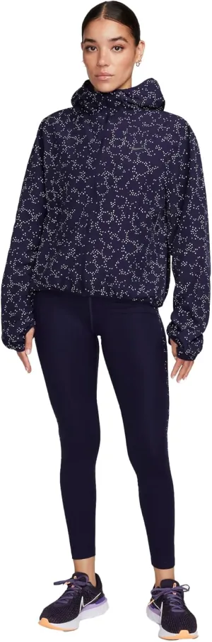 Nike Dri-FIT Reflective Print Women's Running Jacket (US, Alpha, Medium, Regular, Regular, Purple Ink)