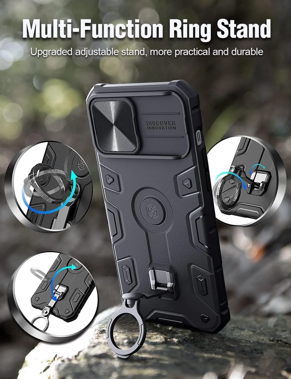 Nillkin [2022 Upgraded iPhone 13 Pro Max Case [Compatible with MagSafe] [Slide Camera Cover] [Multifunctional Kickstand] Heavy Duty Protection Armor Case for iPhone 13 Pro Max 6.7'' Blue