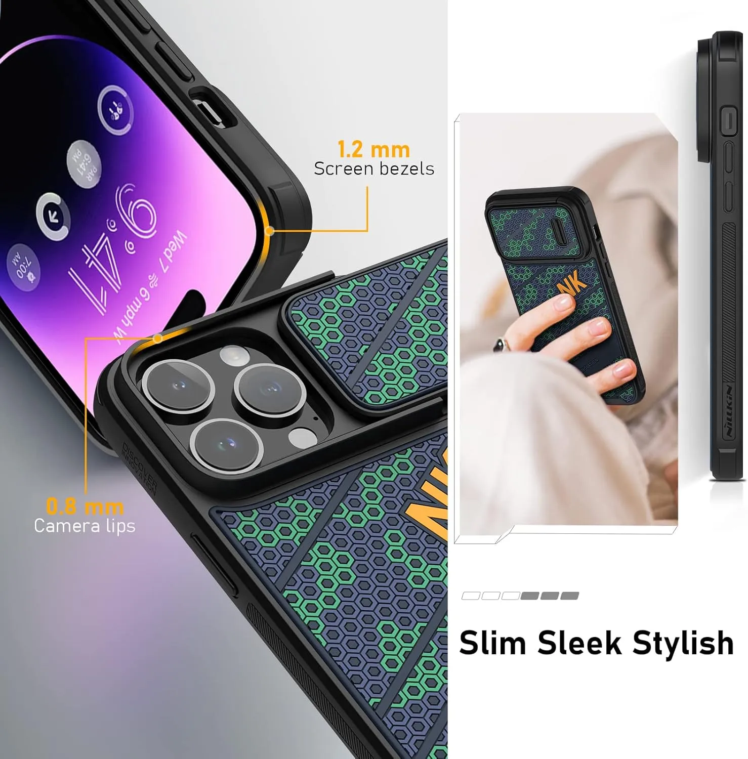 Nillkin for iPhone 14 Pro Max Magnetic Case with Camera Cover, Compatible with MagSafe, CamShield Pro Magnetic 14 Pro Max 5G Car Mount Case 6.7’’, Built-in Magnet Circle (14 Pro Max-Fancs-Blue)