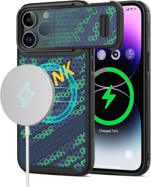 Nillkin for iPhone 14 Pro Max Magnetic Case with Camera Cover, Compatible with MagSafe, CamShield Pro Magnetic 14 Pro Max 5G Car Mount Case 6.7’’, Built-in Magnet Circle (14 Pro Max-Fancs-Blue)