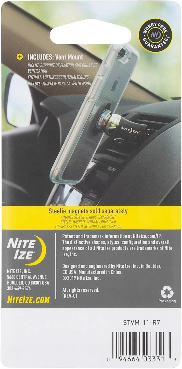 Nite Ize Steelie Vent Mount - Additional Car Vent Mount for Cell Phones - Compatible Phone Accessories for Steelie Magnetic Phone Mounting System