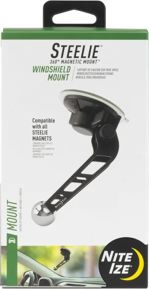 Nite Ize Steelie Windshield Mount - Phone Holder for Car Windshield - Alternative to Car Dashboard & Vent Phone Mounts - Compatible with Steelie Magnetic Mounting System - Black