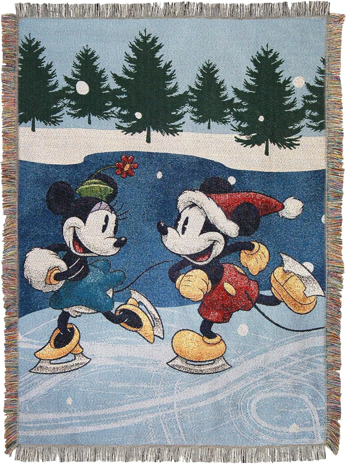 Northwest Mickey Mouse Woven Tapestry Throw Blanket, 48" x 60", Winter Skate