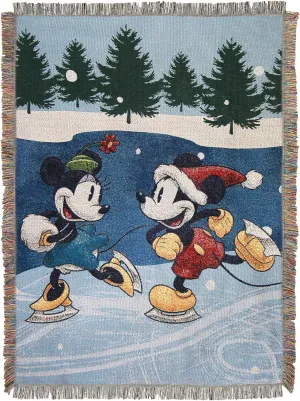 Northwest Mickey Mouse Woven Tapestry Throw Blanket, 48" x 60", Winter Skate