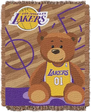 Northwest NBA Los Angeles Lakers Unisex-Baby Woven Jacquard Tapestry Throw Blanket, 36" x 46", Half Court
