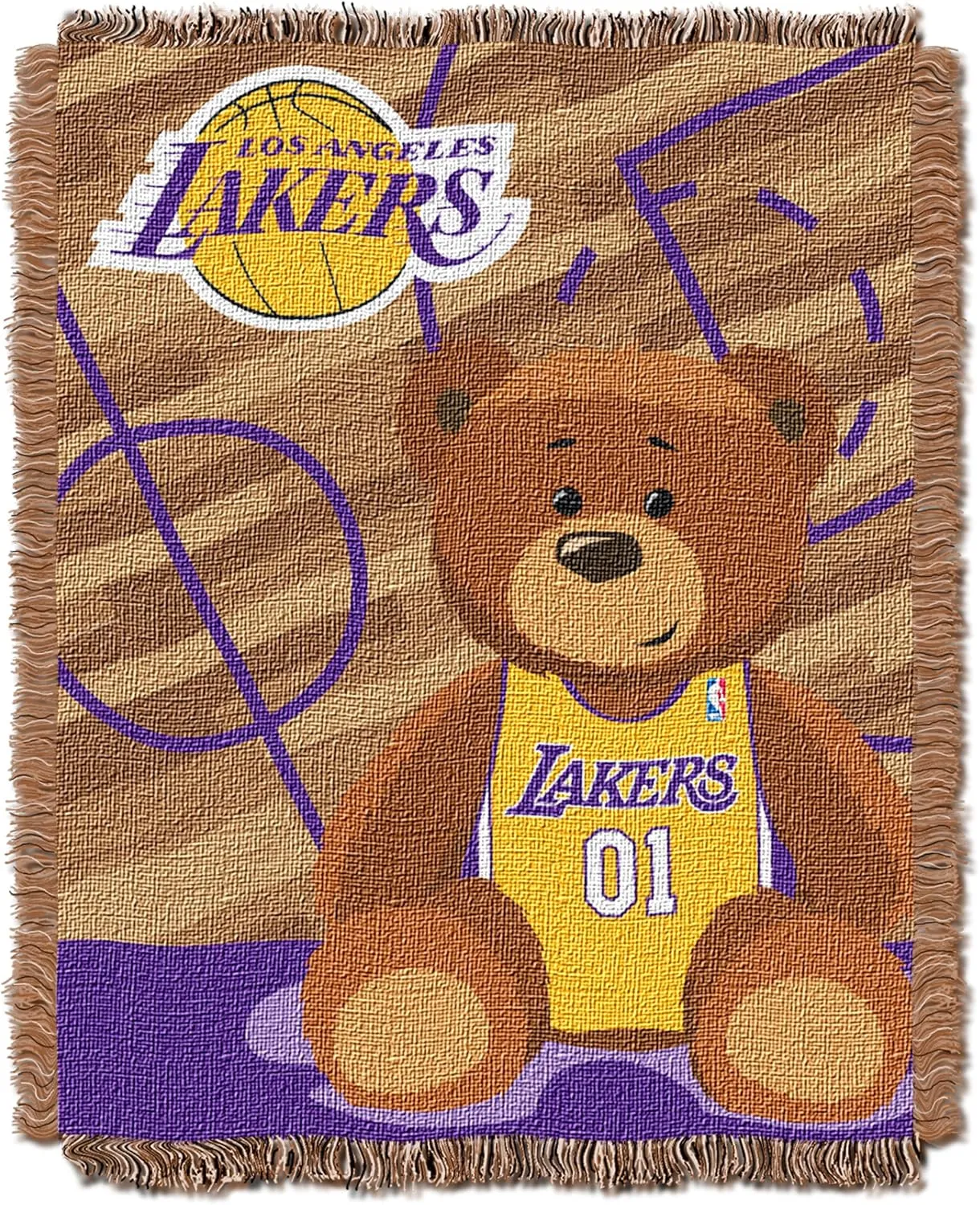 Northwest NBA Los Angeles Lakers Unisex-Baby Woven Jacquard Tapestry Throw Blanket, 36" x 46", Half Court