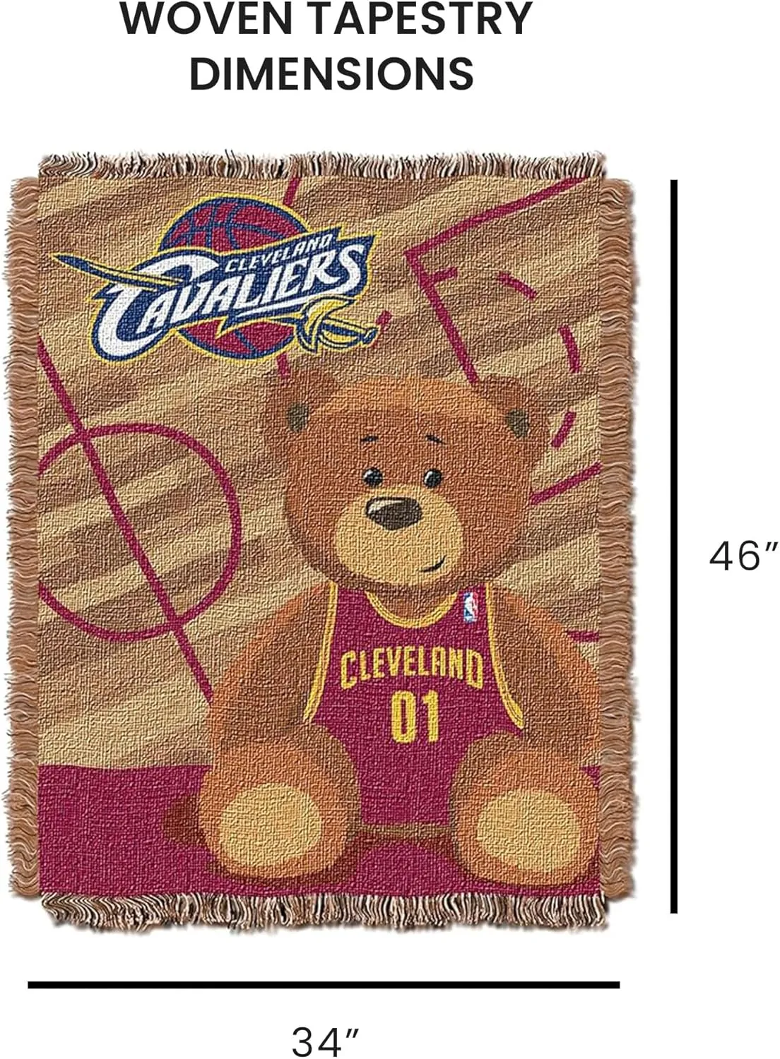 NORTHWEST NBA Unisex-Children NBA 36-Inches-By-46-Inches Woven Jacquard Baby Throw Blanket