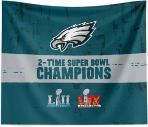 Northwest NFL Philadelphia Eagles 2025 Super Bowl LIX Multi Champ Excellence Wall Hanging 34X40 Inches