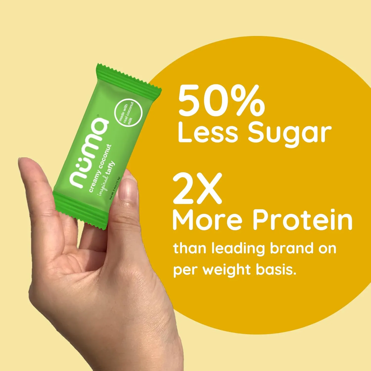 Numa Foods Healthy Chewy & Creamy Candy Variety Pack - Low Sugar, All-Natural, Gluten Free, High Protein - 5 Bags of 10 Individually Wrapped Chews Each of Vanilla Banana Strawberry Coconut Coffee
