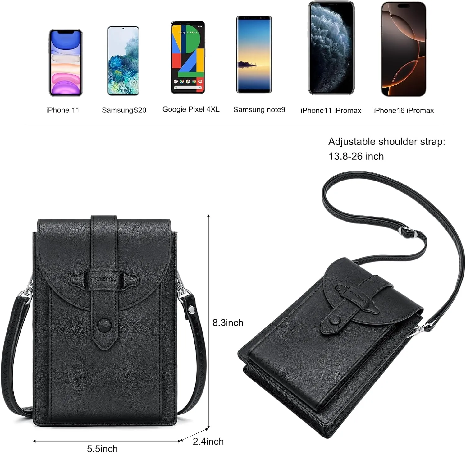 nuoku Small Crossbody Bags for Women with Elastic band Mini Cellphone Purse Designer Phone Bag with Sponge