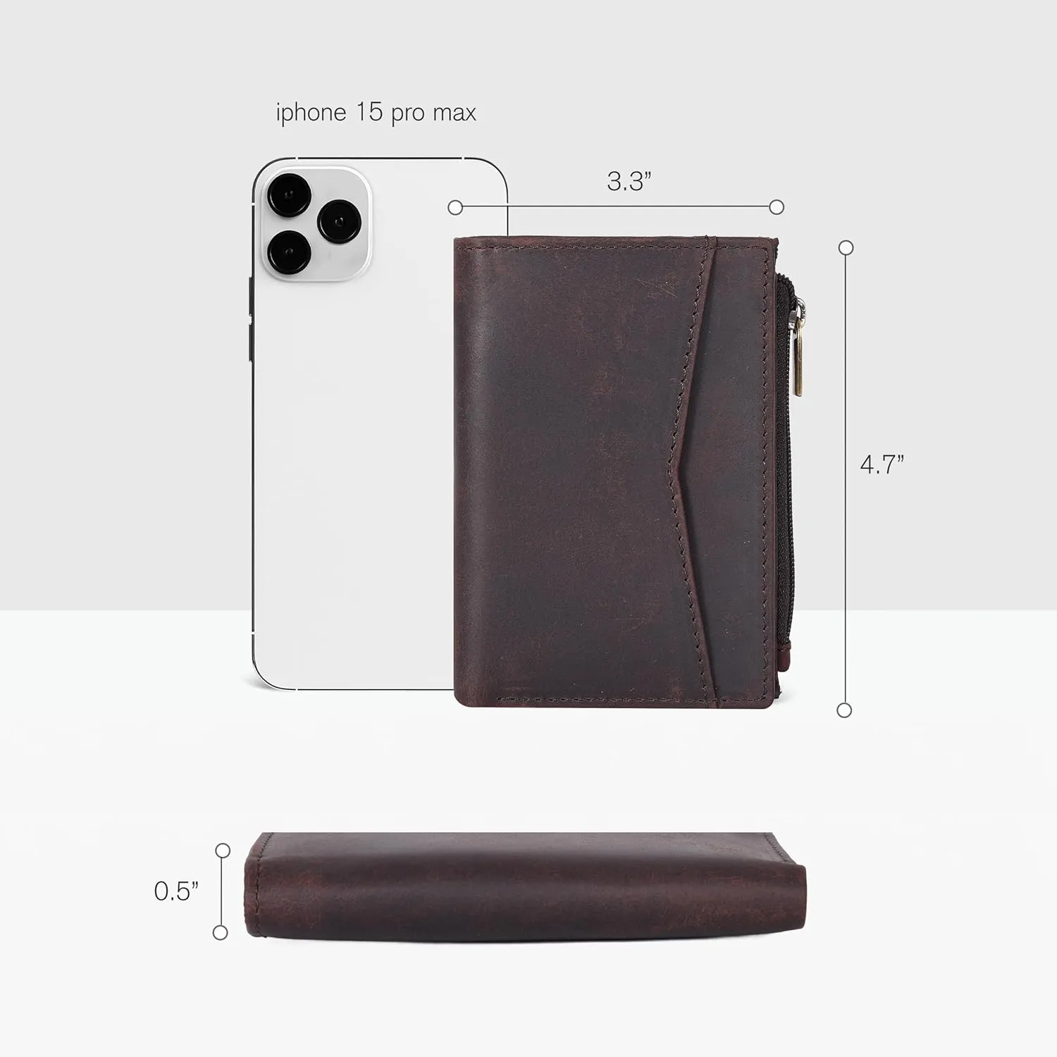 Oak Leathers Leather Wallet For Women - Small RFID Coin Purse Credit Card & ID Holder for Ladies, Gift for Women's, Bifold Wallets (Crazy Horse Brown)