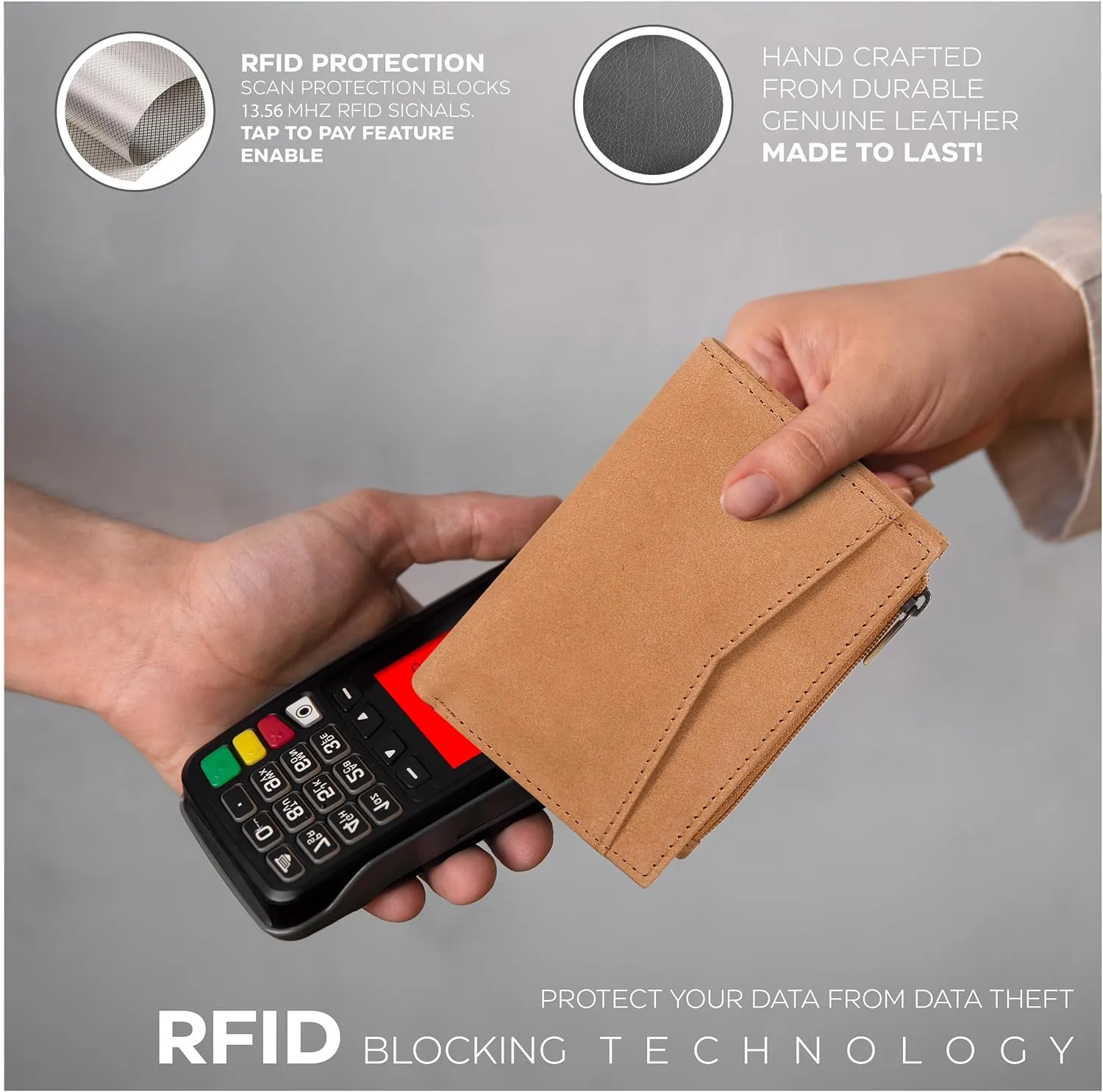 Oak Leathers Leather Wallet For Women - Small RFID Coin Purse Credit Card & ID Holder for Ladies, Gift for Women's, Bifold Wallets (Crazy Horse Cognac)