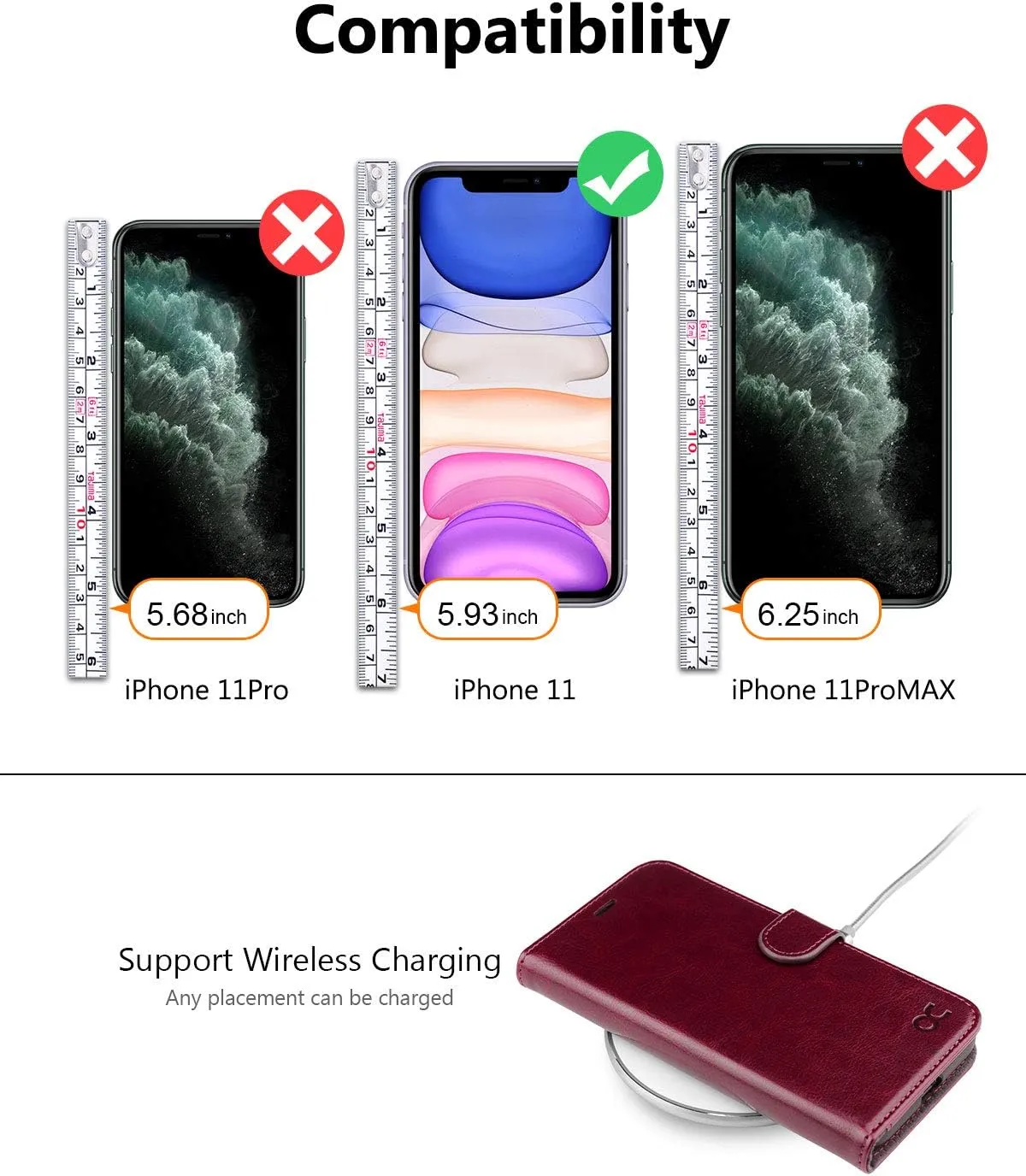 OCASE Compatible with iPhone 11 Wallet Case with Card Holder, PU Leather Flip Case with Kickstand and Magnetic Closure, TPU Shockproof Interior Protective Cover 6.1 Inch 2019 (Burgundy)