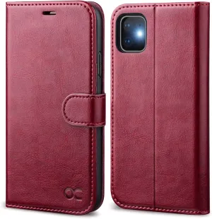 OCASE Compatible with iPhone 11 Wallet Case with Card Holder, PU Leather Flip Case with Kickstand and Magnetic Closure, TPU Shockproof Interior Protective Cover 6.1 Inch 2019 (Burgundy)
