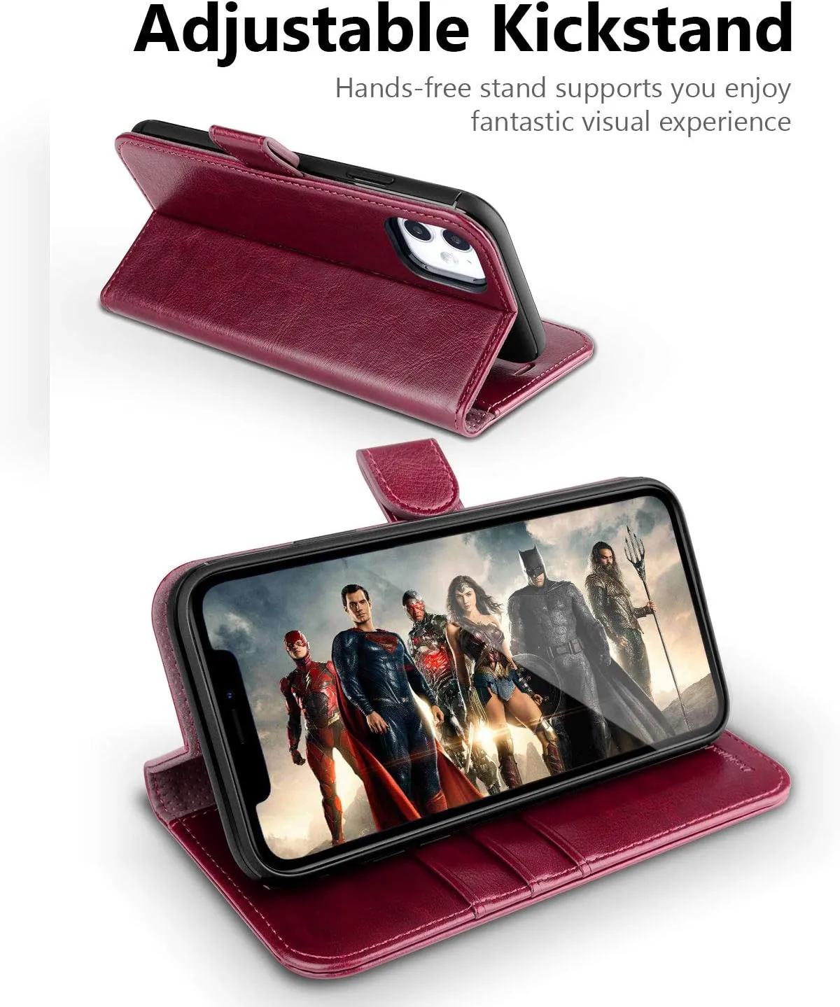 OCASE Compatible with iPhone 11 Wallet Case with Card Holder, PU Leather Flip Case with Kickstand and Magnetic Closure, TPU Shockproof Interior Protective Cover 6.1 Inch 2019 (Burgundy)