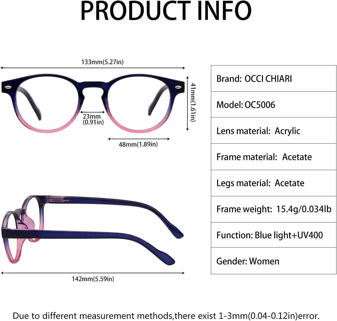 OCCI CHIARI Blue Blocking Computer Glasses Women, Lady Gaming Glasses for Eye Strain