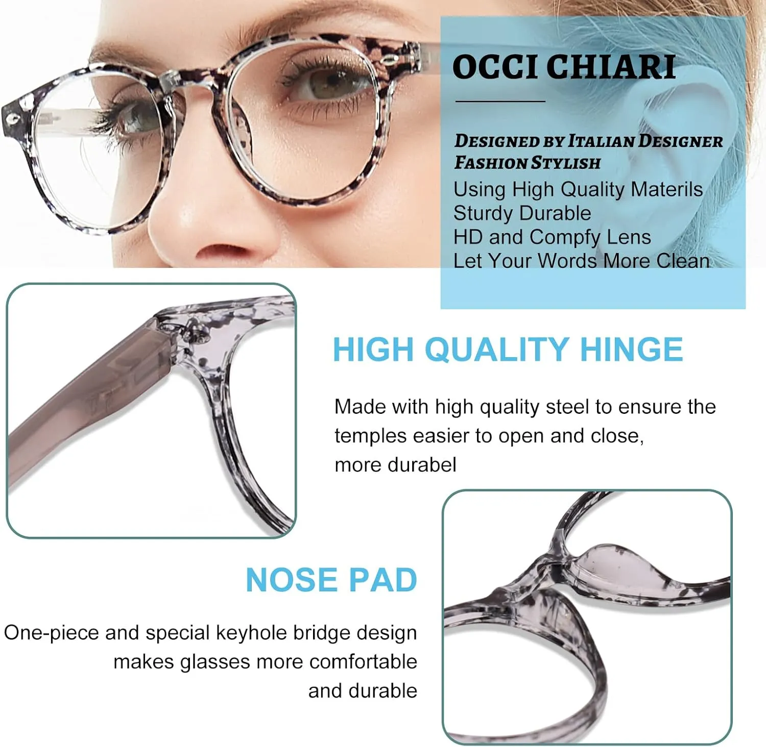 OCCI CHIARI Blue Blocking Computer Glasses Women, Lady Gaming Glasses for Eye Strain