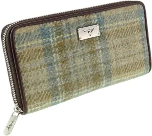 of Scotland Harris Tweed Wallet Large Zip Purse for Women Made in Scotland (Beige Stewart)