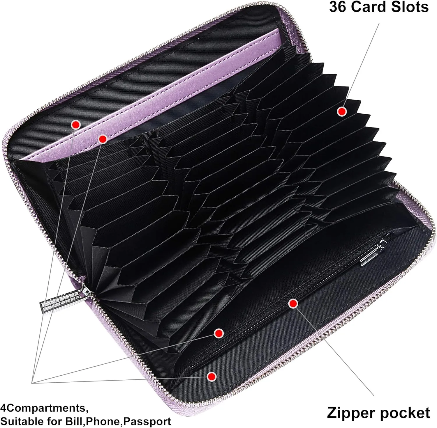 OIDERY Women Large Capacity Credit Card Wallet RFID Blocking with Removable Wristlet