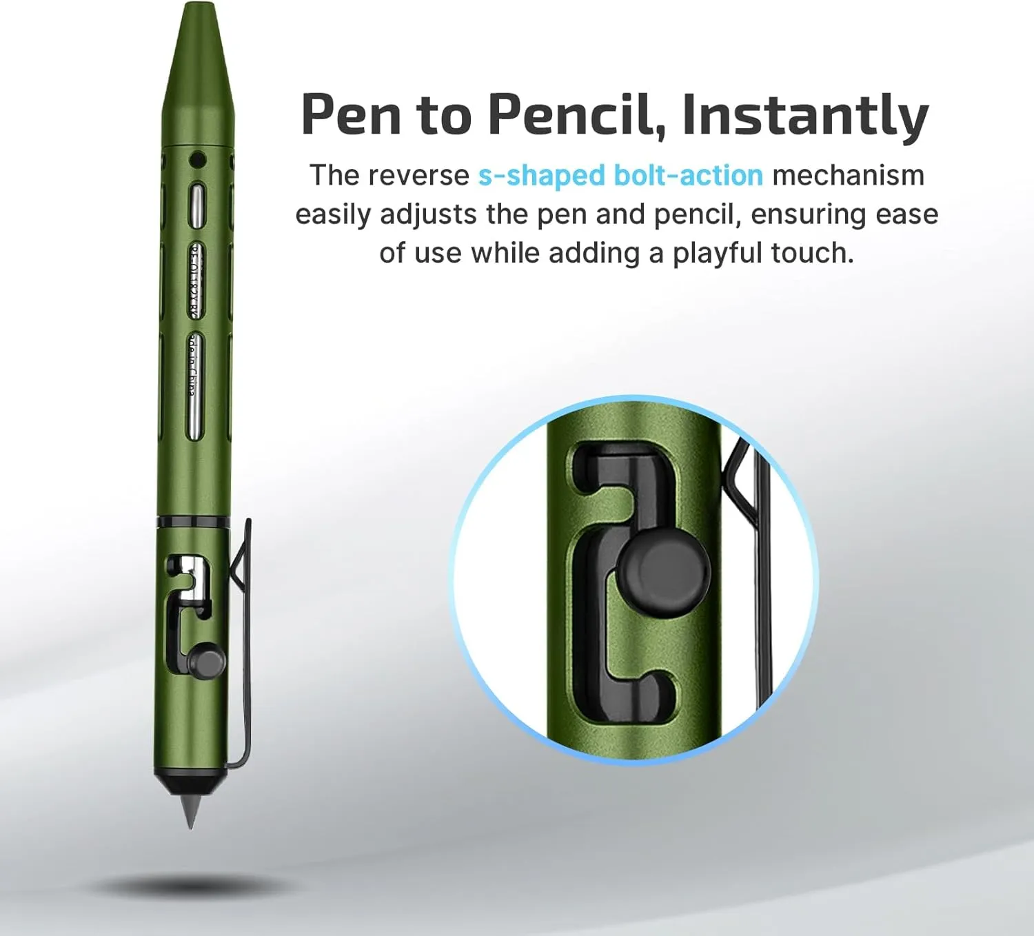 OLIGHT O'Pen Mini 2 Ballpoint Pen and Pencil in One, Replaceable EDC Refill and Pencil Tip, Smooth Writing, for Office, Working, Writing (OD Green)