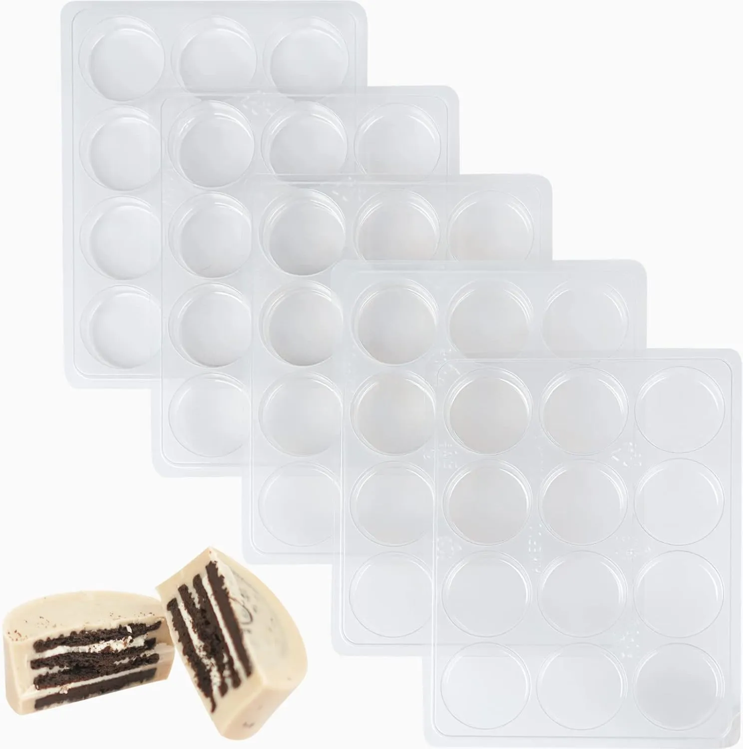 Oreo Cookie Chocolate Mold Chocolate Covered Cookie Mold 5 Pack, 12 Cylinders Each, Chocolate Covered Oreos,Candy, Cookies and Chocolate, and Even Soap Molds