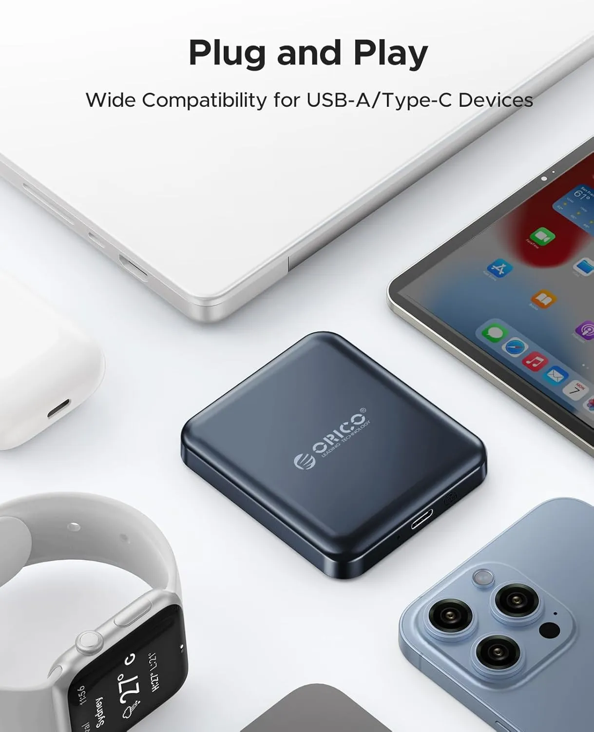 ORICO 2 TB Magnetic External SSD, 4K ProRes HDR Record and Store, USB3.1 Gen2(1000MB/s), USB3.2 Gen2*2(2000MB/s), Portable Solid State Drive, Compatible with USB-C Smartphone, Computer - A20PLUS
