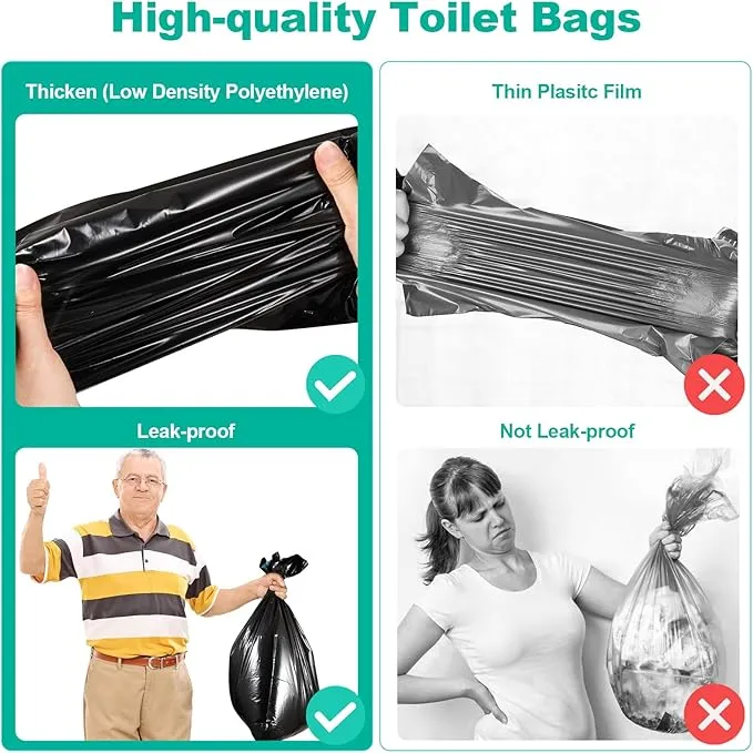 OUMEE 60 Portable Toilet Bags Poo Gel Set, 8 Gallon Camping Toilet Bags with Absorbent Toilet Gel, Toilet Waste Bags, Leak-Proof Trash Bags for Outdoor Camping Toilet, Traveling, RV Trip